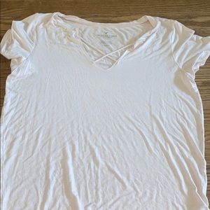 American Eagle Light Pink Cross top